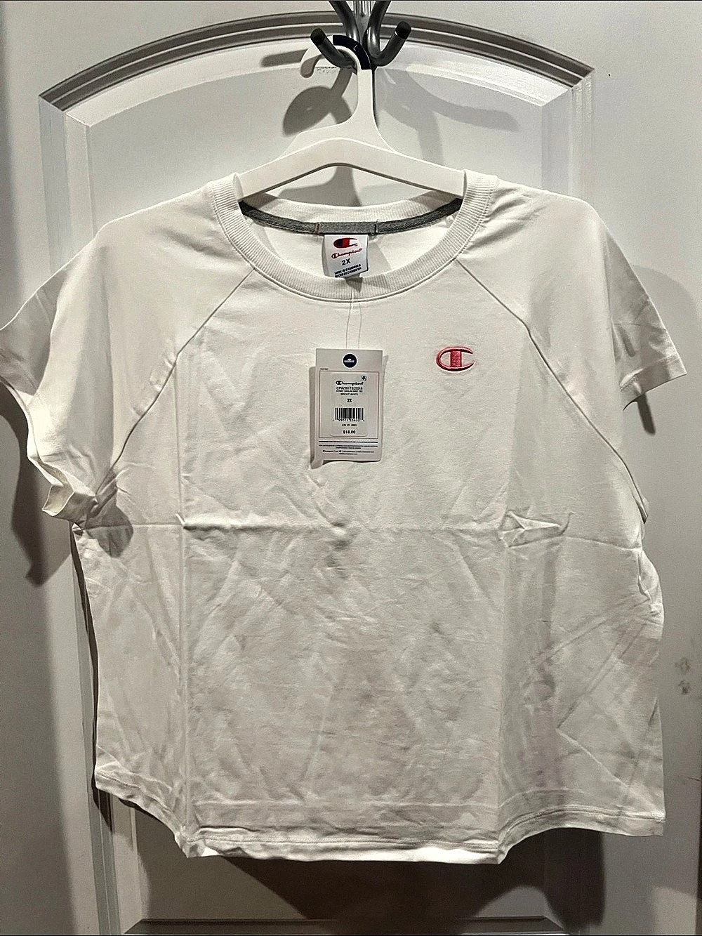 Champion Classic Raglan Baby Tee Short Sleeve Tee in White Size 2X NWT